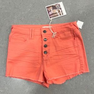 High Waisted Coral Colored Jeans Shorts